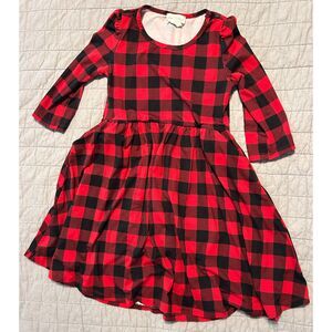 Emma & Elsa Buffalo Plaid Red & Black Dress Girl's Size 8 Pockets